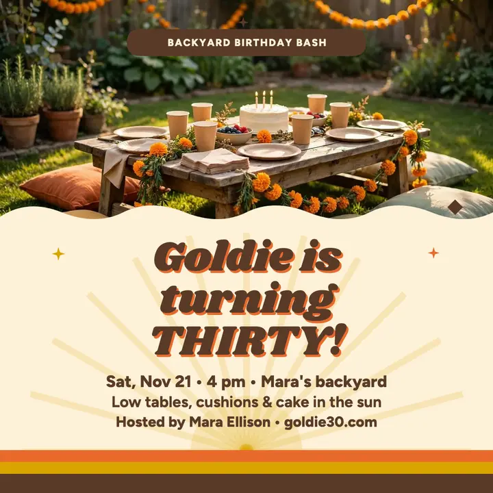 Goldie turning thirty picnic post template