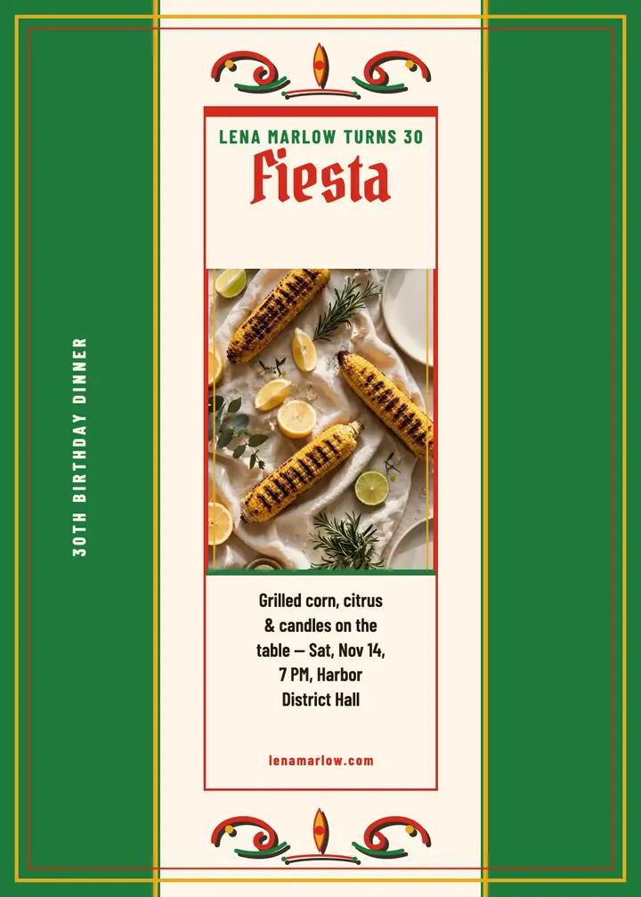 Lena's 30th fiesta dinner invitation template