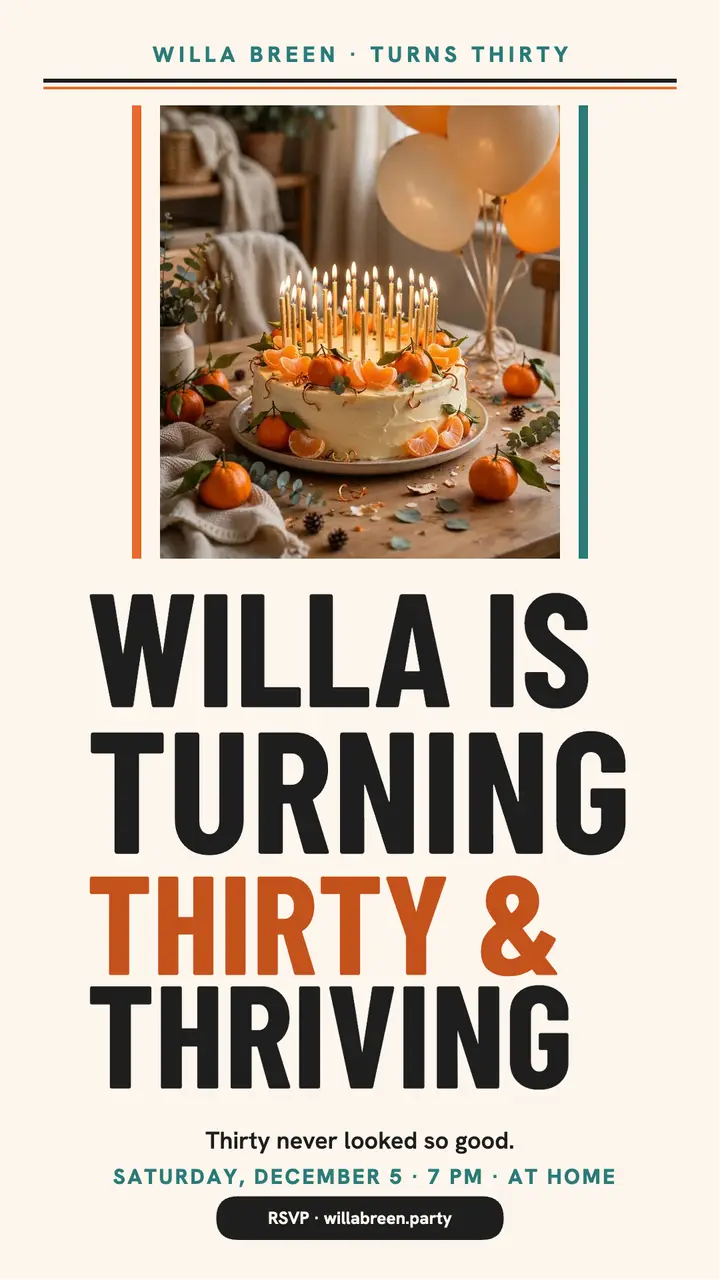 Willa Breen thirty birthday block story template