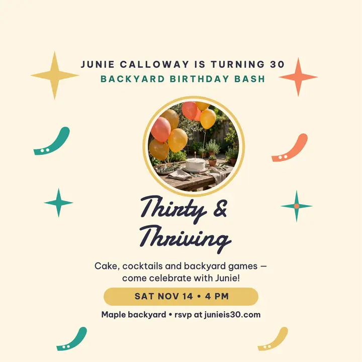 Junie thirty thriving birthday post template
