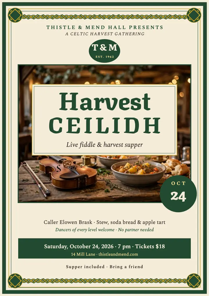 Thistle harvest ceilidh flyer template