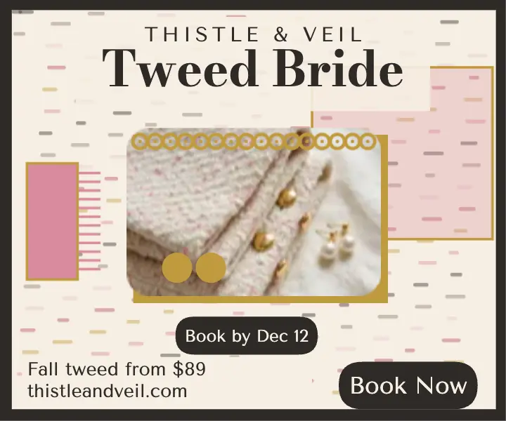 Thistle and Veil tweed bridal ad: bridal tweed ad template