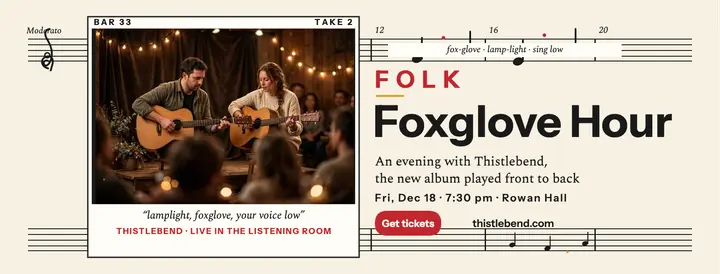 Thistlebend Foxglove Hour score cover: folk listening night cover template