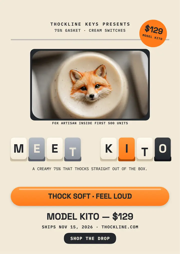 Thockline Kito keyboard drop flyer template