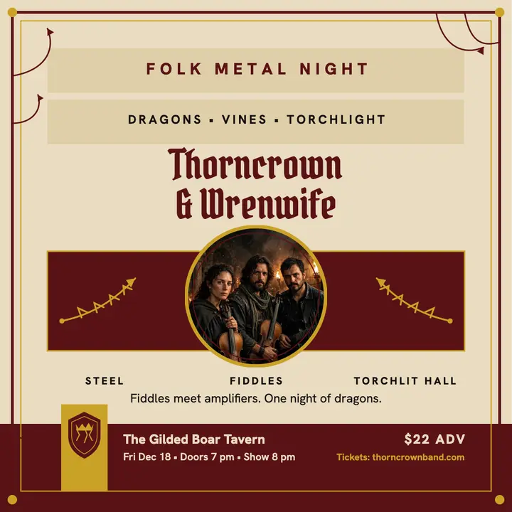 Thorncrown folk metal night poster template