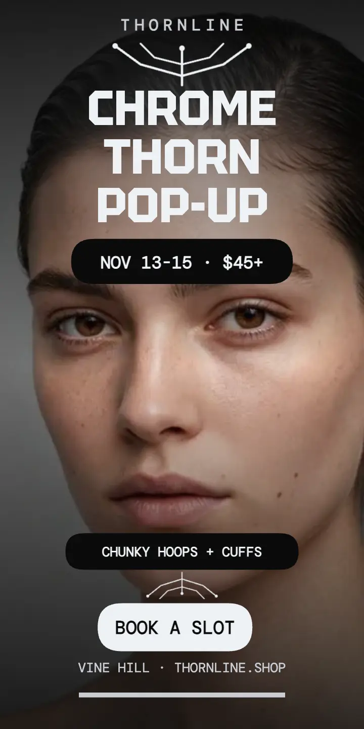 Thornline chrome piercing pop-up ad template