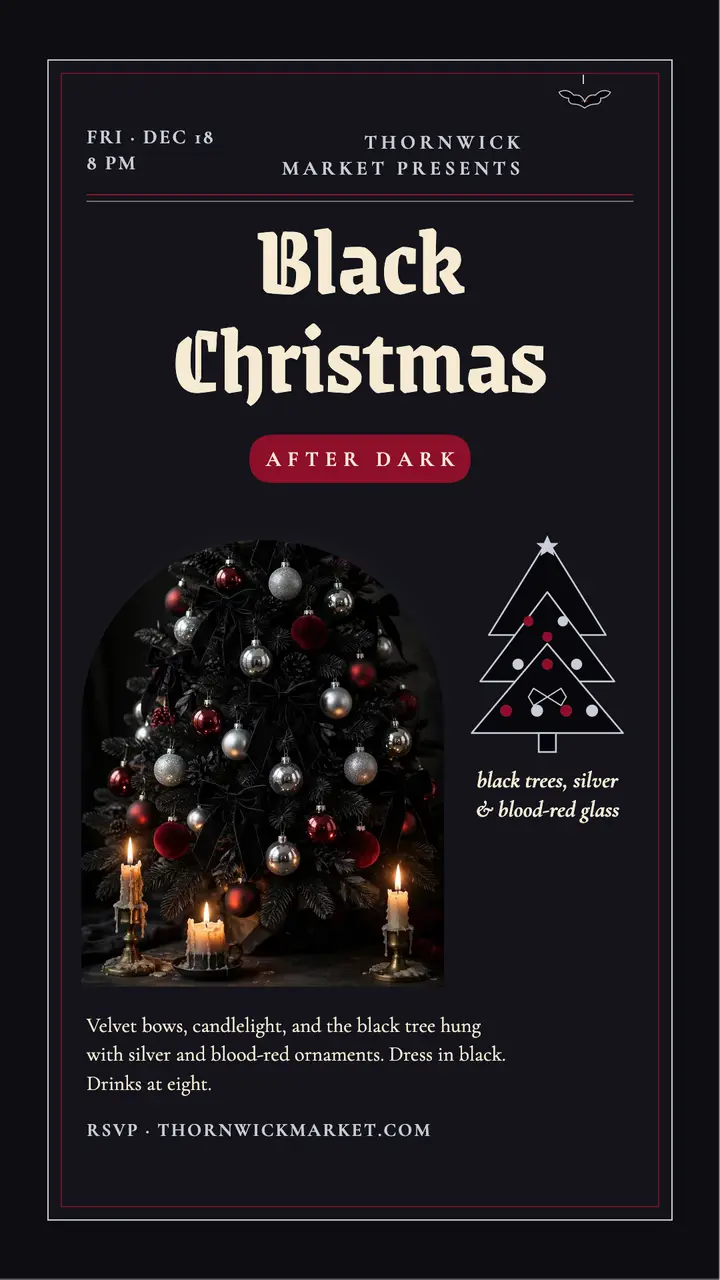 Thornwick Market black Christmas party story template
