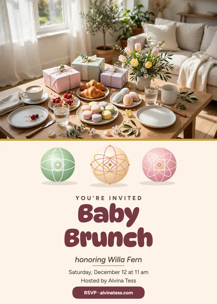 Thread ball baby brunch invite template