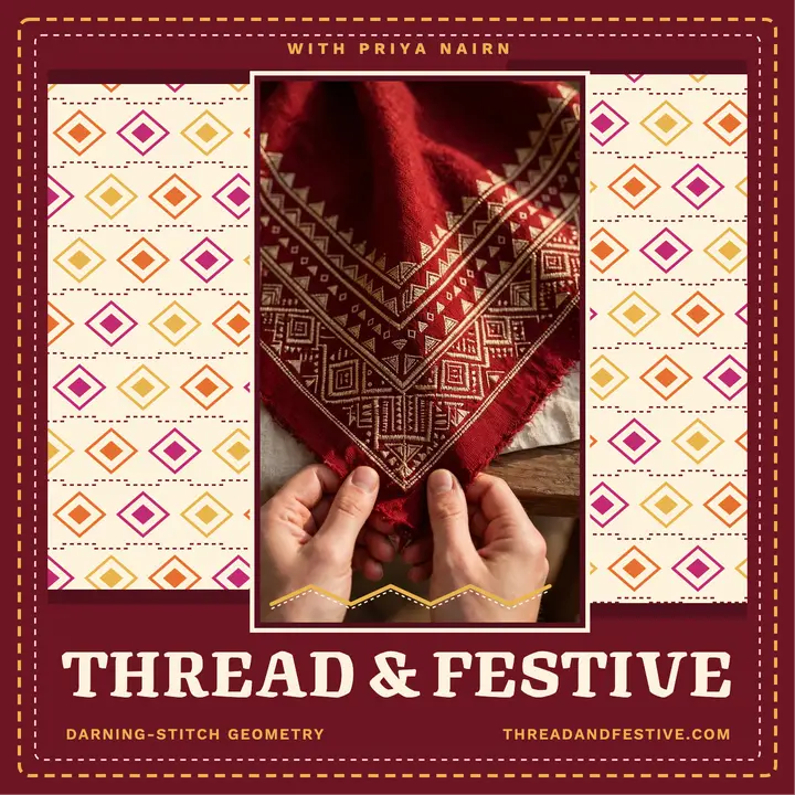 Thread and Festive textile podcast cover: textile podcast cover template