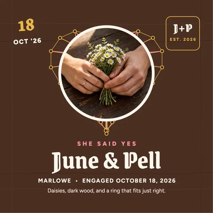 June and Pell thread heart engagement template