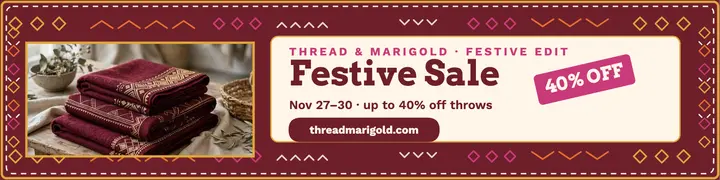 Thread and Marigold festive sale banner: festive sale banner template