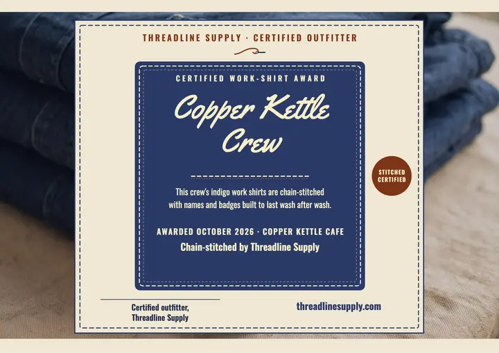 Threadline crew shirts certificate: work shirt certificate template