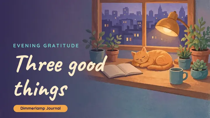 Three good things gratitude YouTube thumbnail, lo-fi chill loop template