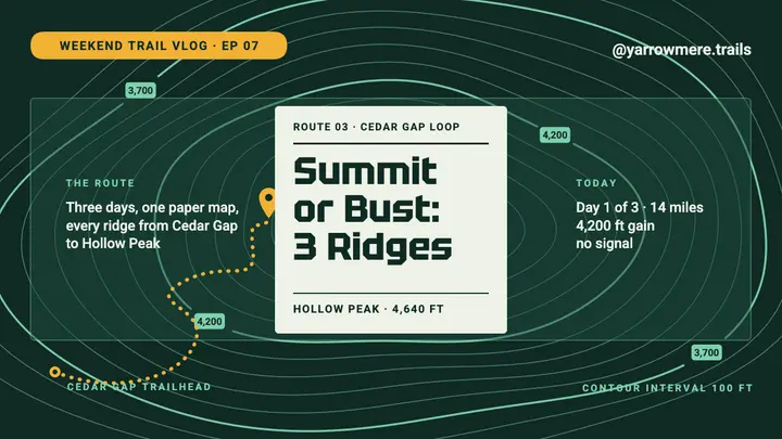 Three Ridges hiking vlog contour thumbnail template