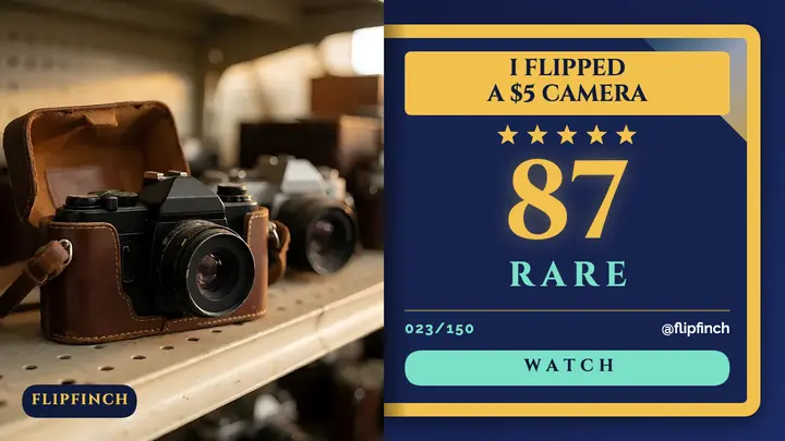 Thrift flip camera trading card thumbnail template