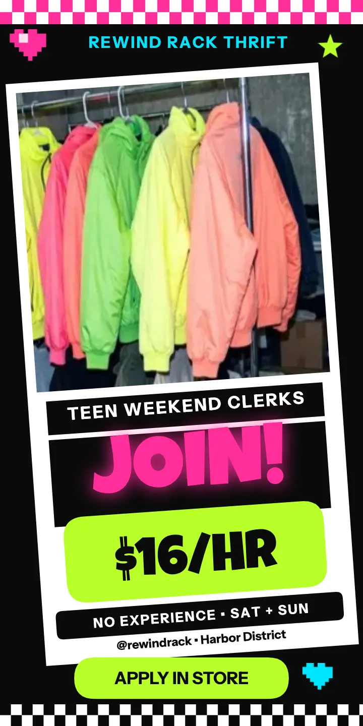 Rewind Rack weekend crew scene ad template