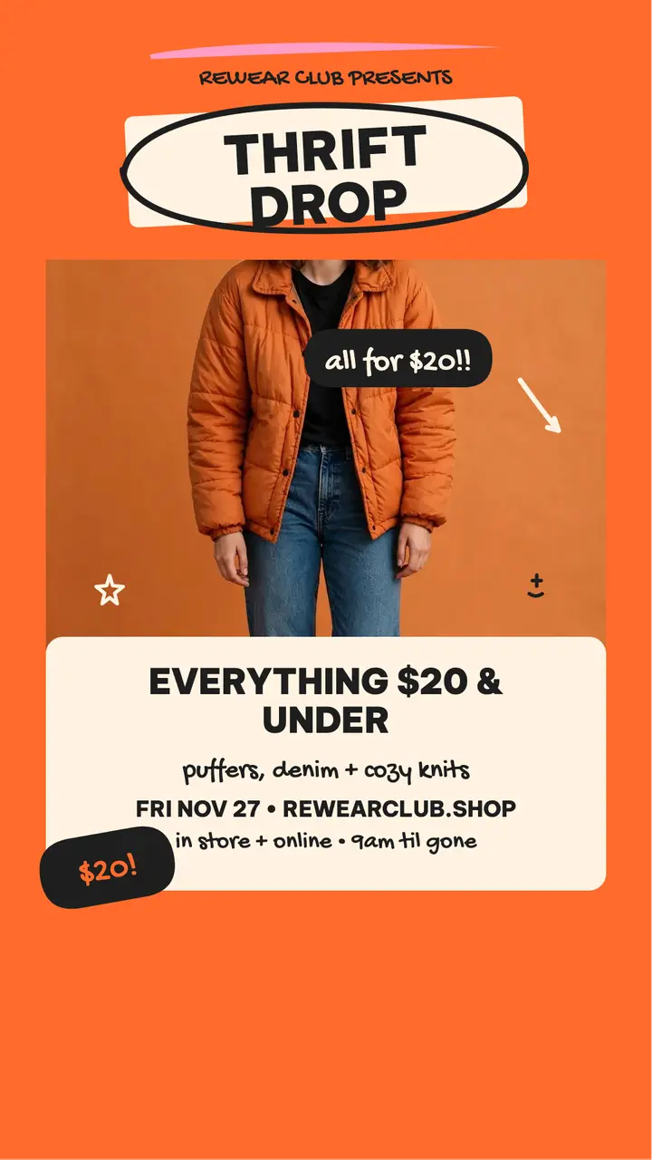 Rewear Club thrift drop scribble story template