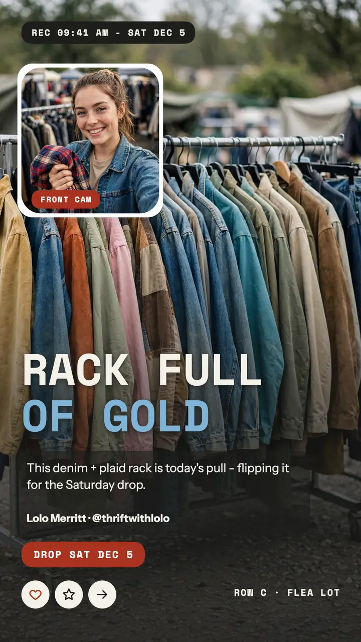 Thrift flip flea rack story template