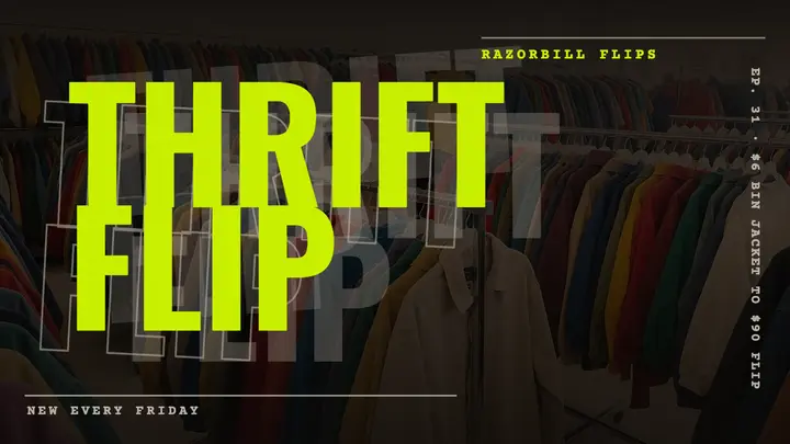 Thrift flip video thumbnail, 90s grunge type template