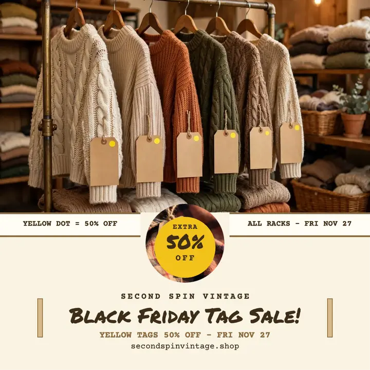 Second Spin Vintage Black Friday tag sale template
