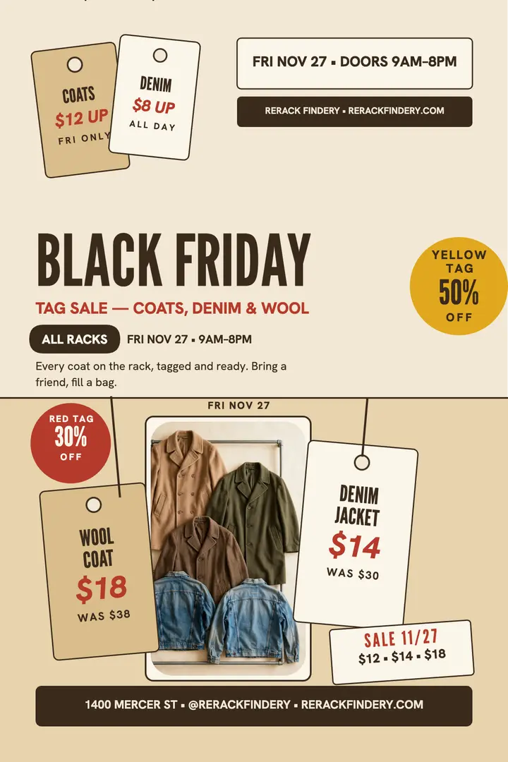 ReRack Findery Black Friday tag sale poster template