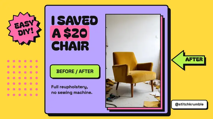 Thrifted armchair makeover YouTube thumbnail template