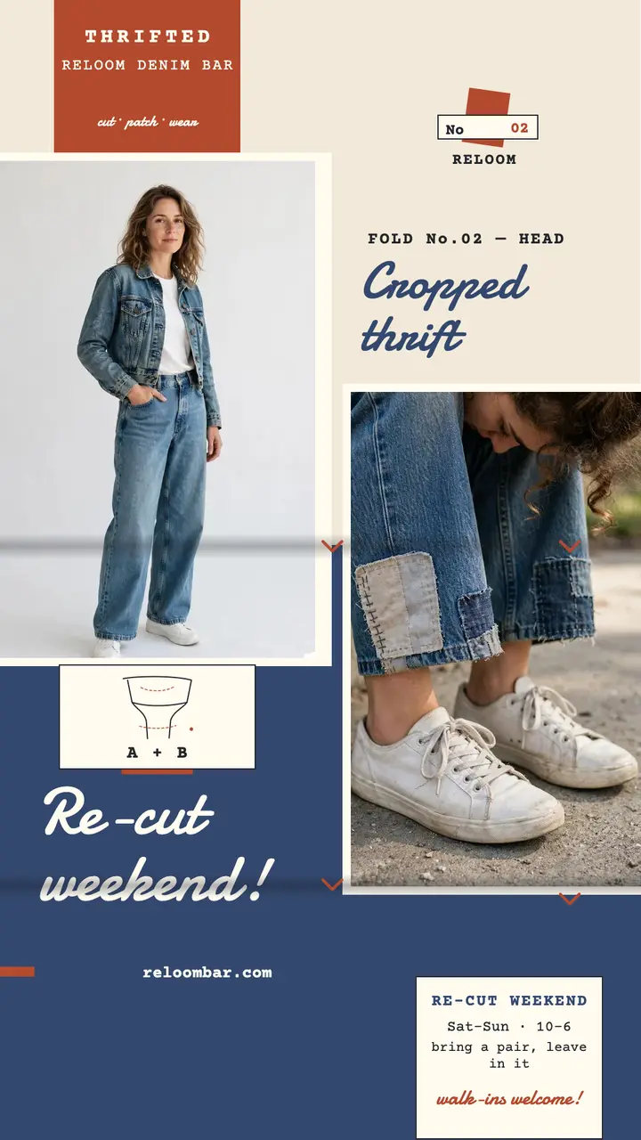 Reloom thrifted denim fold story template