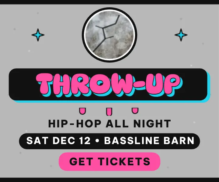 Bassline Barn throw-up hip-hop night ad: hip-hop night ad template