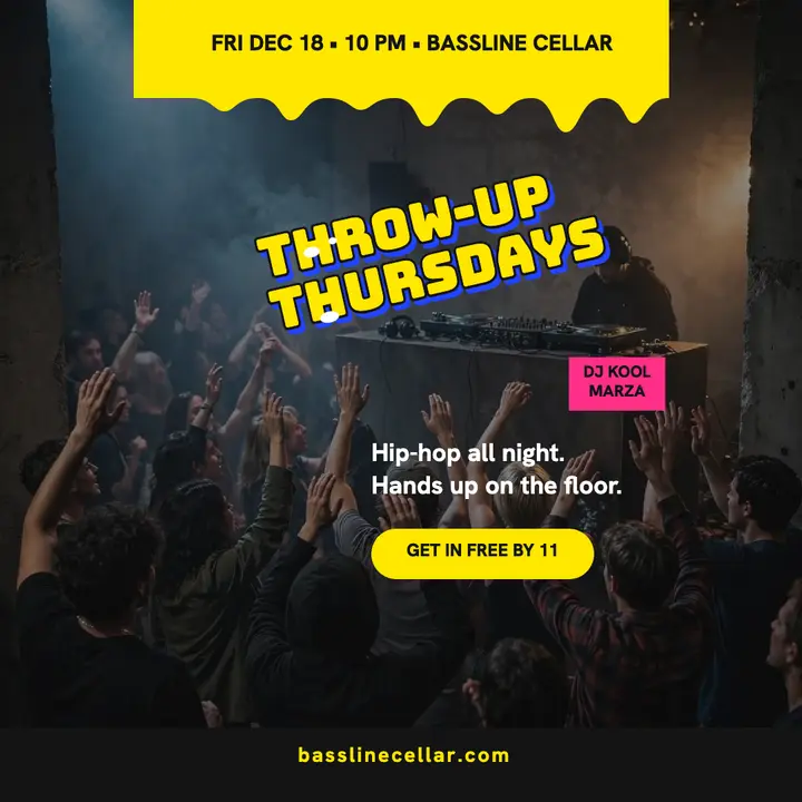 Throw-Up Thursdays at Bassline Cellar post template