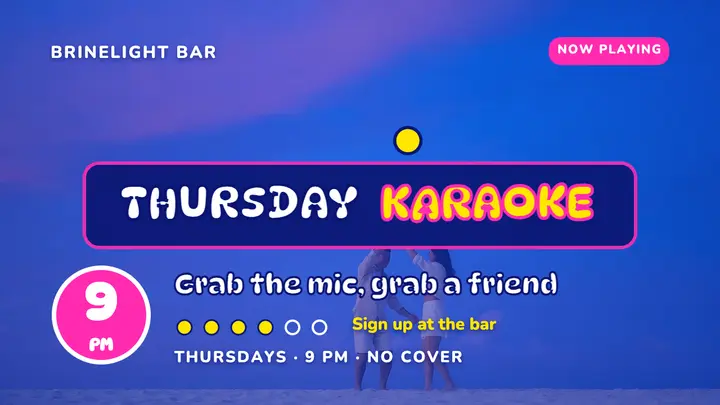 Brinelight Bar Thursday karaoke lyric-screen thumbnail template