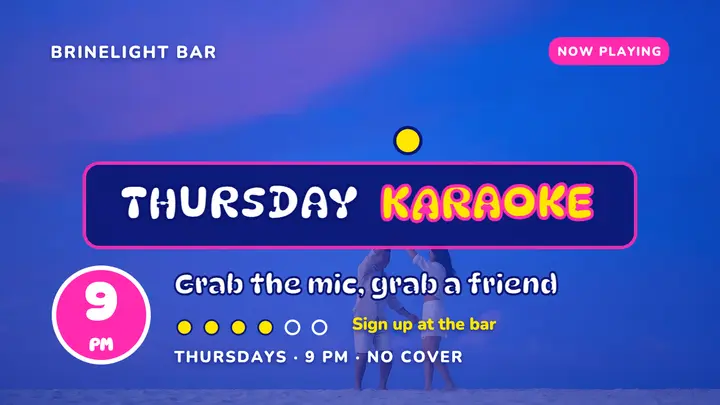 Brinelight Bar Thursday karaoke lyric-screen thumbnail template