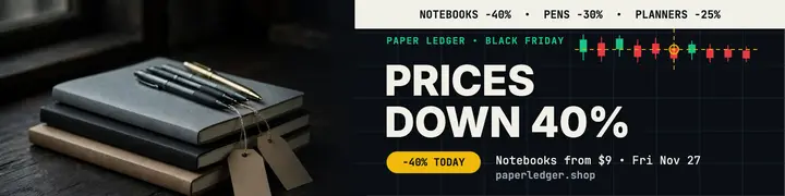 Paper Ledger Black Friday price drop banner template