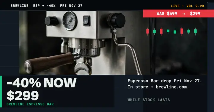 Brewline espresso Black Friday ticker post template