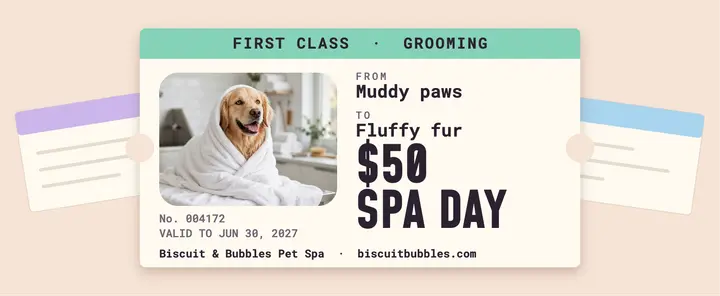 Biscuit & Bubbles spa day gift voucher template