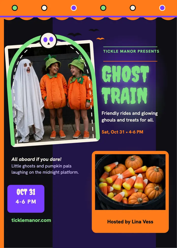 Tickle Manor ghost train invite template