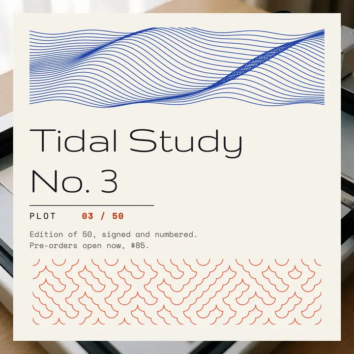 Plotted print edition post, pen-plotter linework template