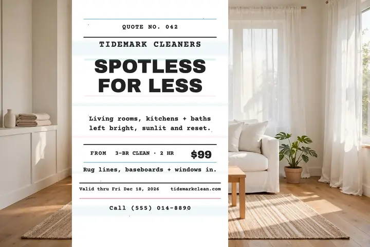 Tidemark Cleaners low-ink quote postcard: cleaning service postcard template