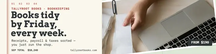 Tallyroot Books tidy ledger banner template