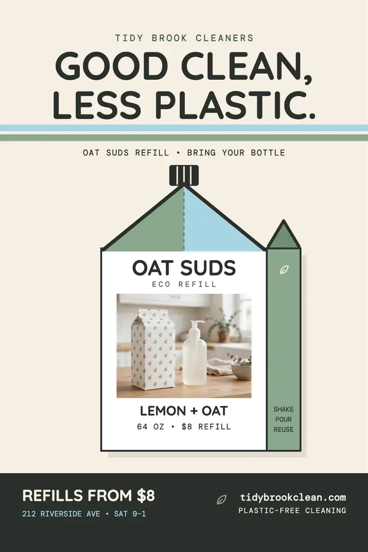 Tidy Brook refill poster, carton hero template