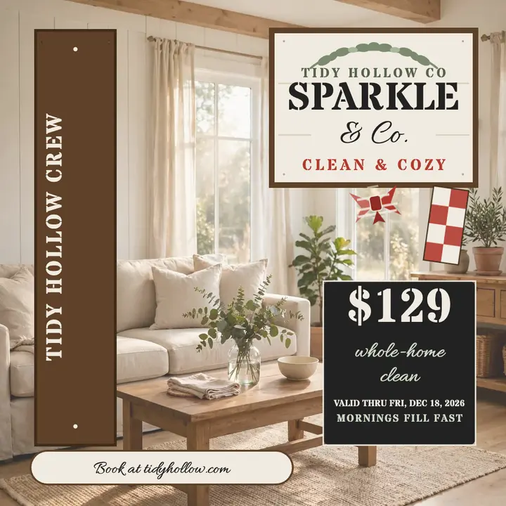 Tidy Hollow farmhouse cleaning sign template