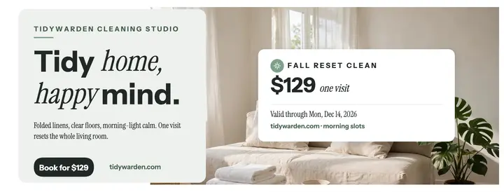 Tidywarden Fall Reset home cleaning cover template