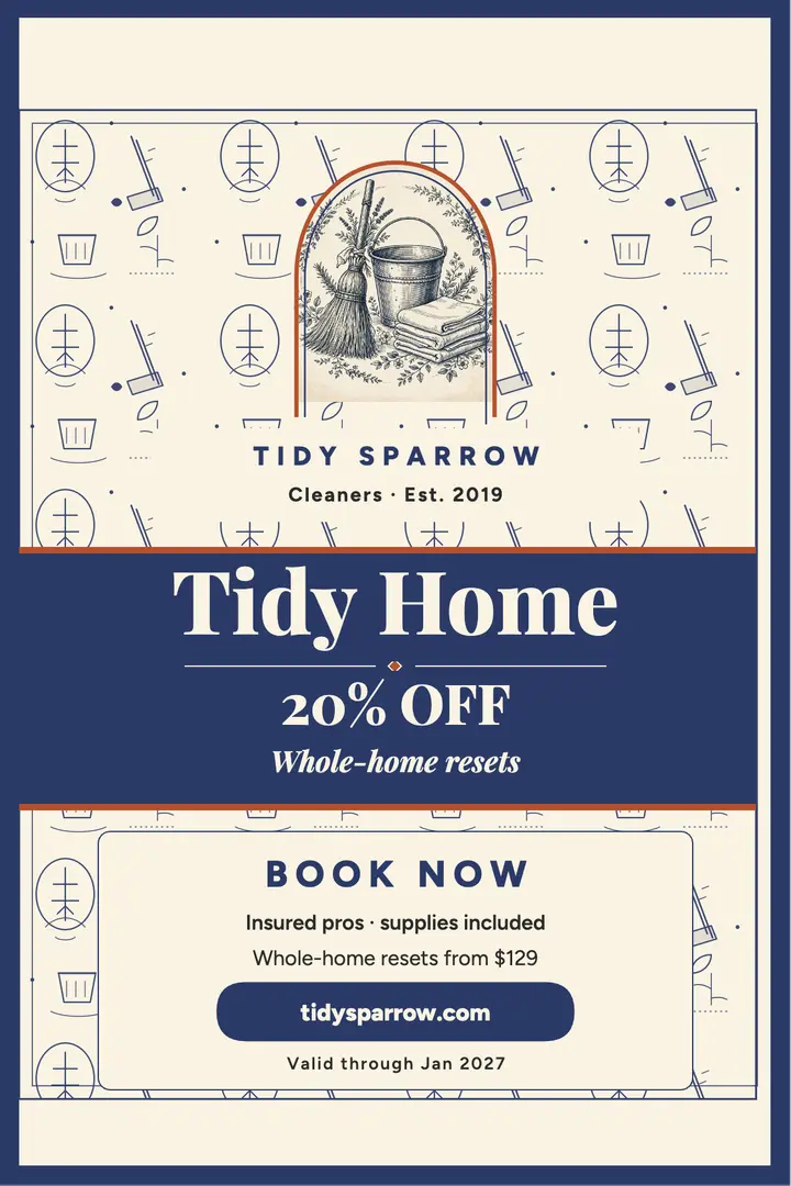 Tidy Sparrow tidy home poster: cleaning service poster template