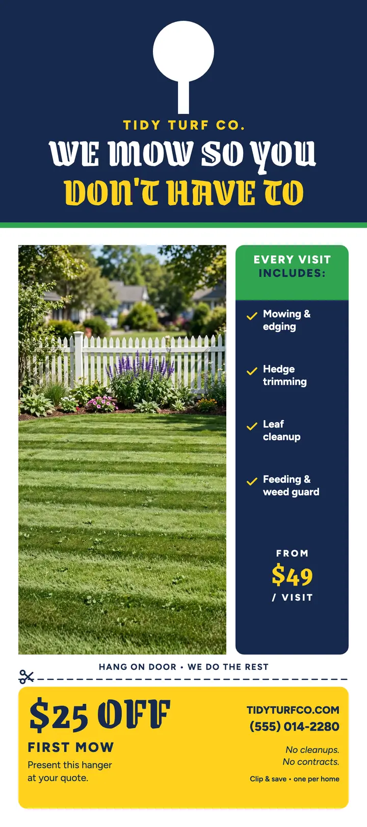 Tidy Turf lawn care door hanger template