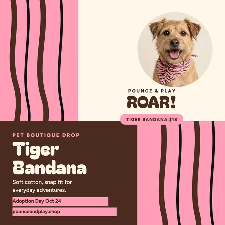 Pounce and Play tiger bandana drop template