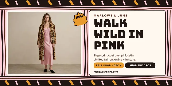 Marlowe and June tiger coat drop post template