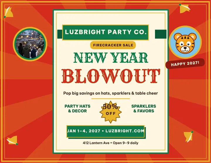 Tiger firecracker New Year flyer template