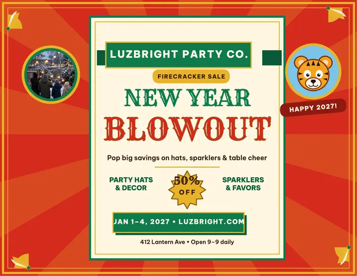 Tiger firecracker New Year flyer template