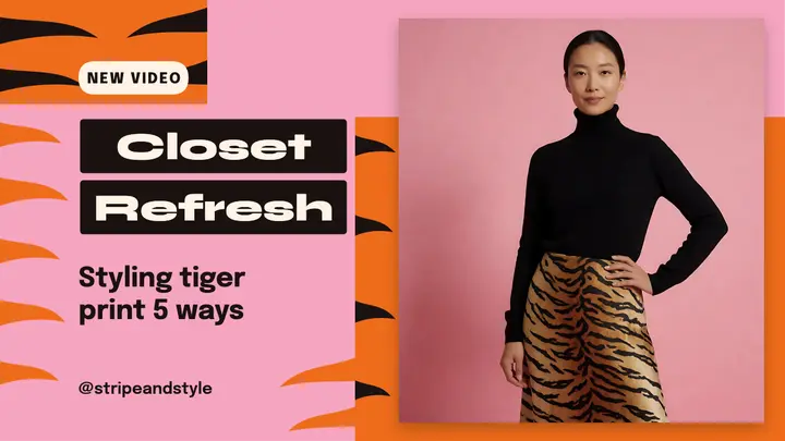 Tiger print styling video thumbnail, wild print template