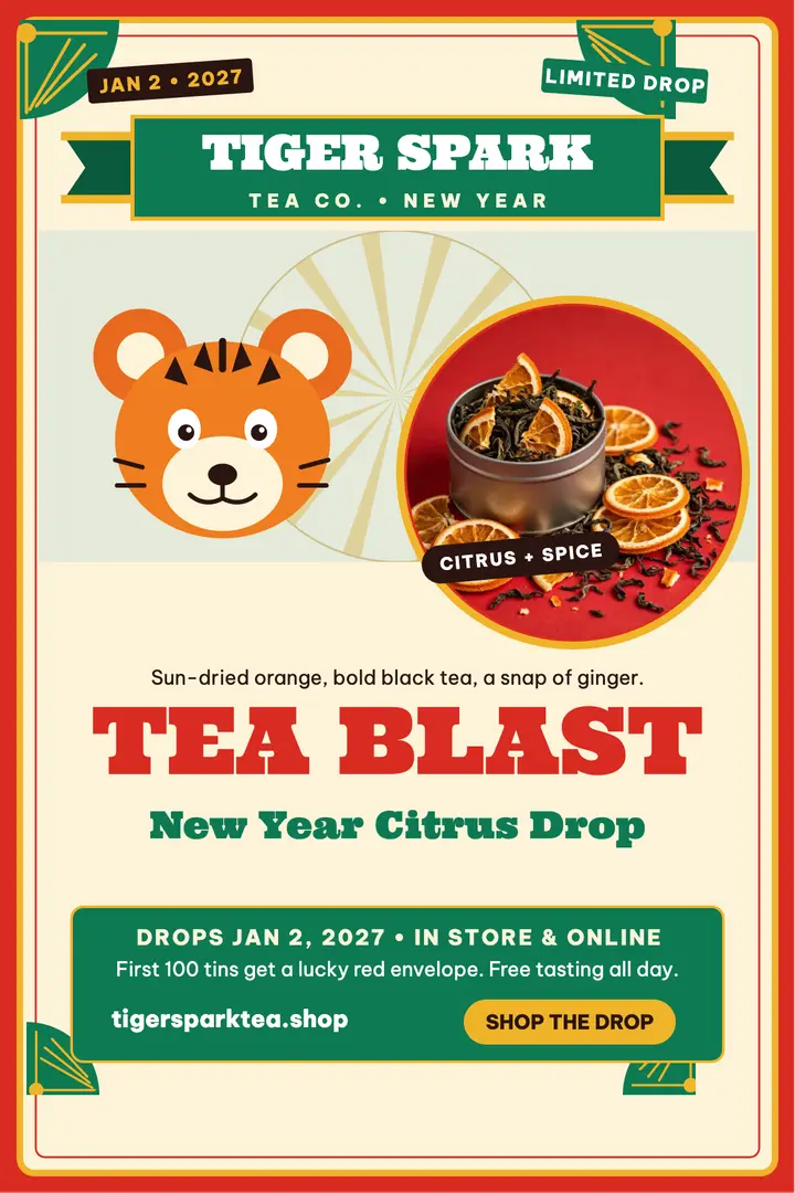 Tiger Spark New Year tea blast poster template