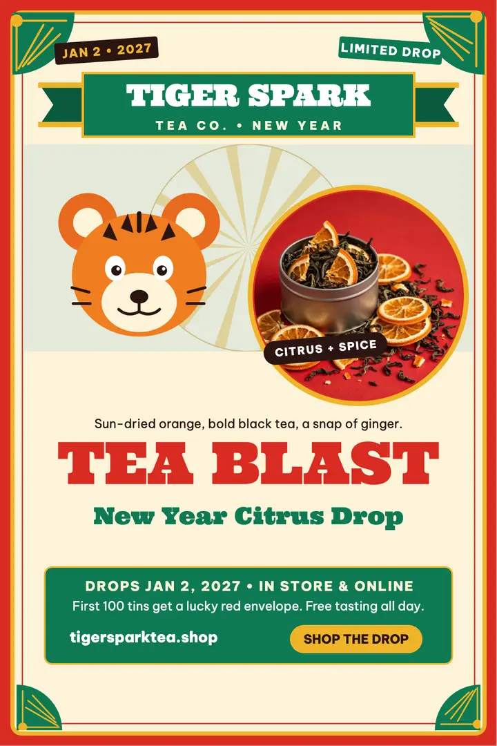 Tiger Spark New Year tea blast poster template